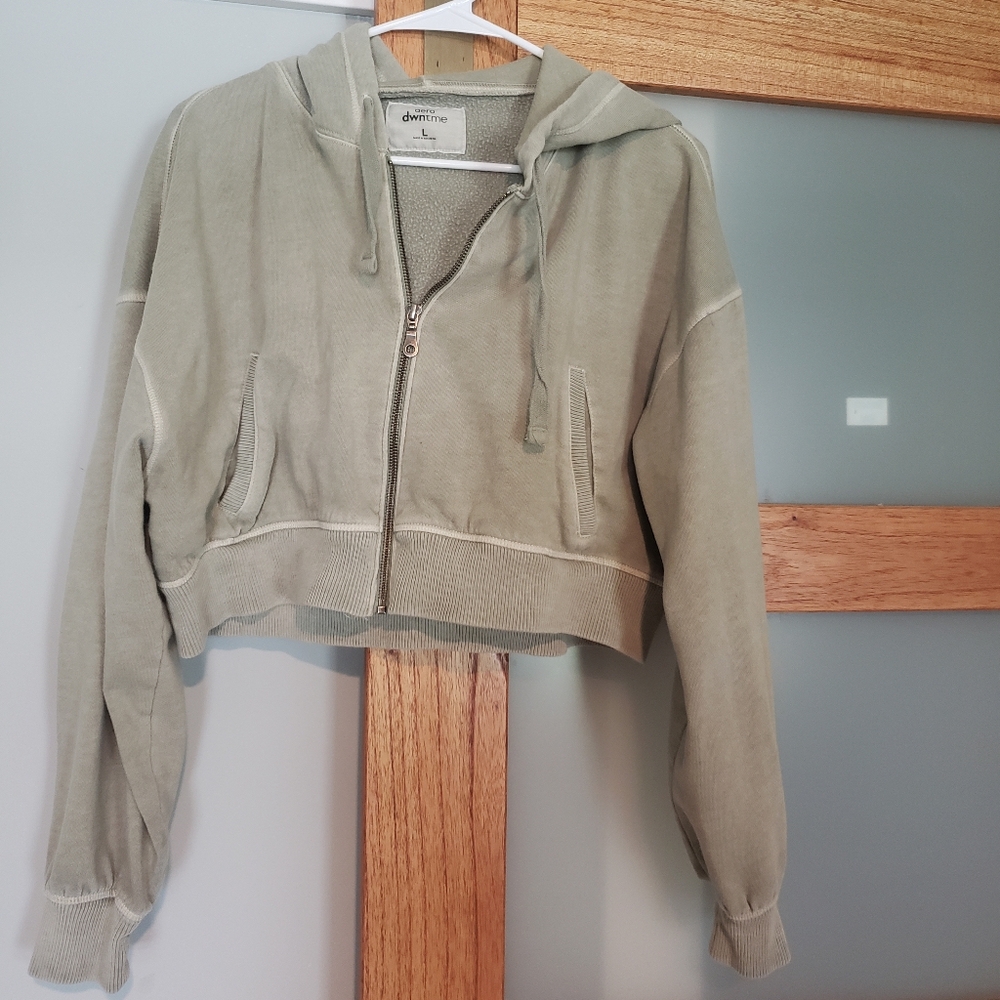 Sage green, Aeropostal. Super soft, cropped, oversized, hoodie, L